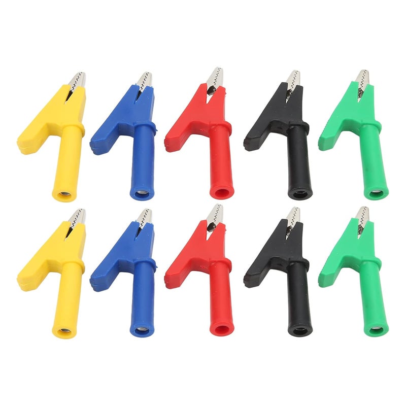 10A Heavy Duty Insulated Crocodile Clamps 10mm Opening Brass Teeth PVC Sheath Test Leads - Image 1