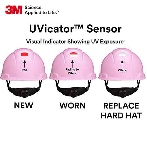 3M Hard Hat SecureFit H-713SFR-UV, Pink, Non-Vented Cap Style Safety Helmet with Uvicator Sensor, 4-Point Pressure Diffusion Ratchet Suspension, ANSI Z87.1 - Image 4