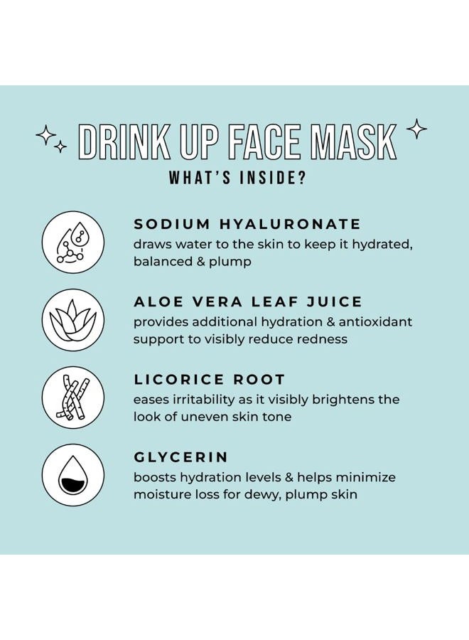 Avatara Drink Up Facial Mask 5 Sheets, Hydrating Mask, Sheet Masks with Aloe Vera and Licorice Root, Face Mask Skincare Beauty Essential Made with Tencel Fibers, Paraben-Free, Dry Skin, 5 Pack - Image 3