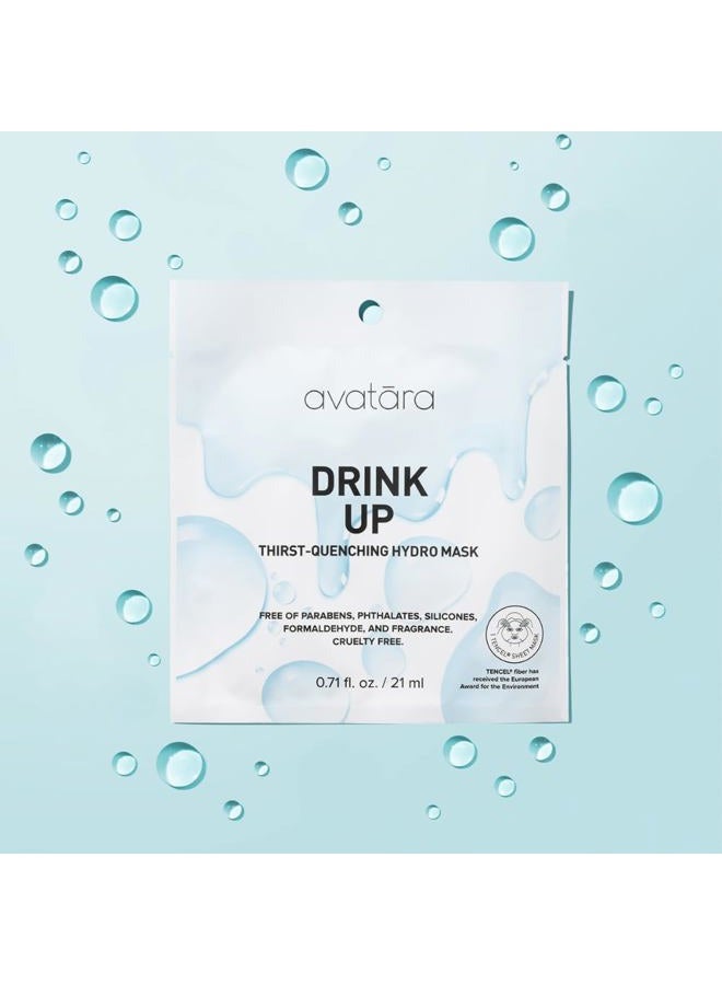 Avatara Drink Up Facial Mask 5 Sheets, Hydrating Mask, Sheet Masks with Aloe Vera and Licorice Root, Face Mask Skincare Beauty Essential Made with Tencel Fibers, Paraben-Free, Dry Skin, 5 Pack - Image 5