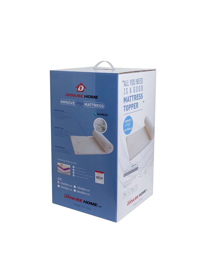DANUBE HOME Luxury Memory Foam Topper Polycotton  Support Mattress And Protector For Beds  L 150 X W 200 Cm  White - Image 5