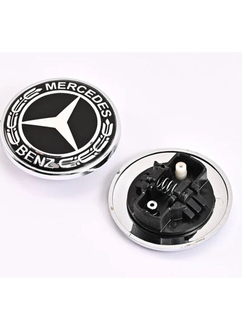 Mercedes-Benz Lifestyle 56mm ABS Car Styling Hood Emblem Badge Bonnet Logo Covers For Mercedes W124 W140 W163 W164 W202 W203 W204 W210 W211 A2048170616 (Black & Silver) - Image 1