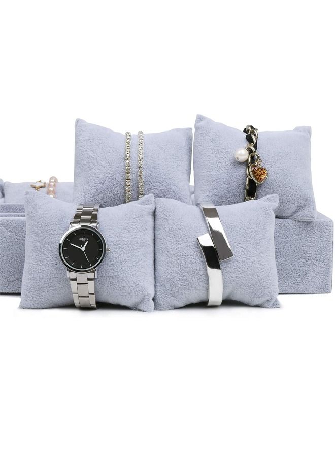 PADOM منظم مجوهرات من Padom Watch، حامل عرض أساور، 12 وسادة شبكية بدون غطاء، حامل تخزين مجوهرات، هدايا مخملية رمادية للرجال والنساء والفتيات - Image 4