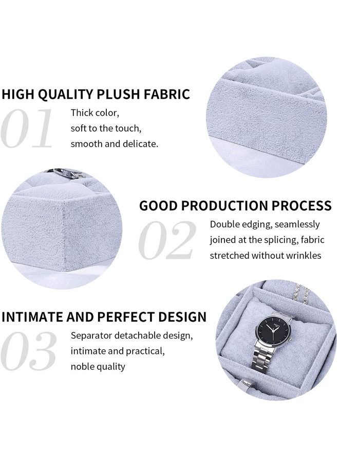 PADOM منظم مجوهرات من Padom Watch، حامل عرض أساور، 12 وسادة شبكية بدون غطاء، حامل تخزين مجوهرات، هدايا مخملية رمادية للرجال والنساء والفتيات - Image 5