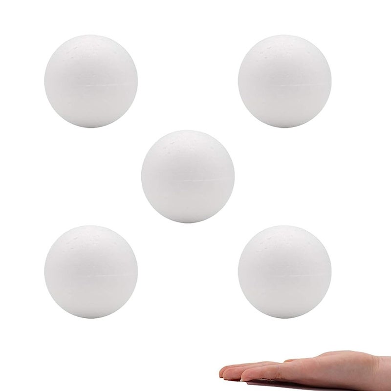 Crafare 3 Inch 5 Pack White Craft Foam Balls Round Polystyrene Foam Balls for Arts Household School Project Party Decoration - Image 1