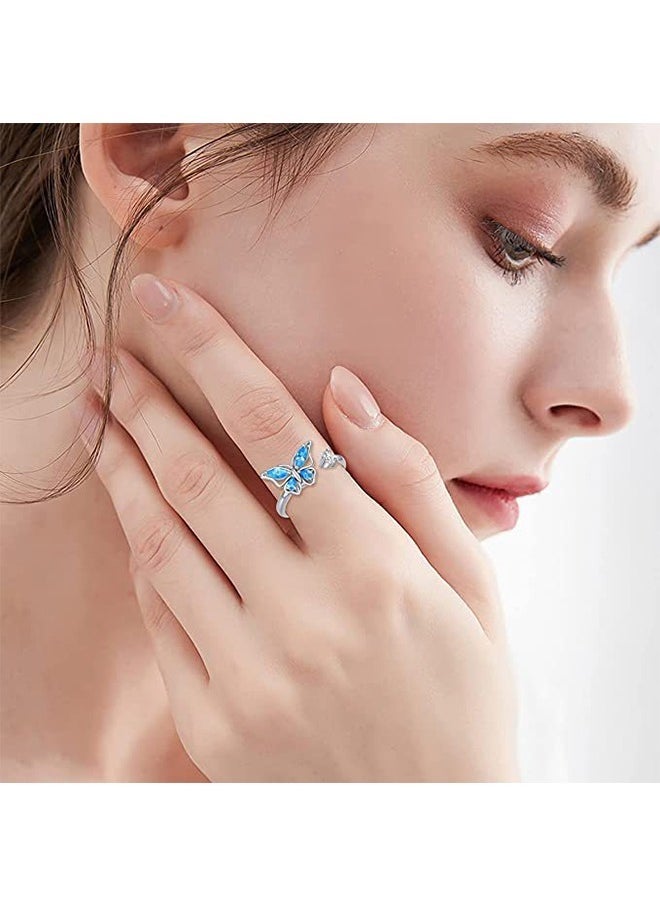 Beyond Diamonds Ring, Anti Fading Titanium Silver Plated Ring, Luxury Ring for Women (Silver+Blue)  - Image 3