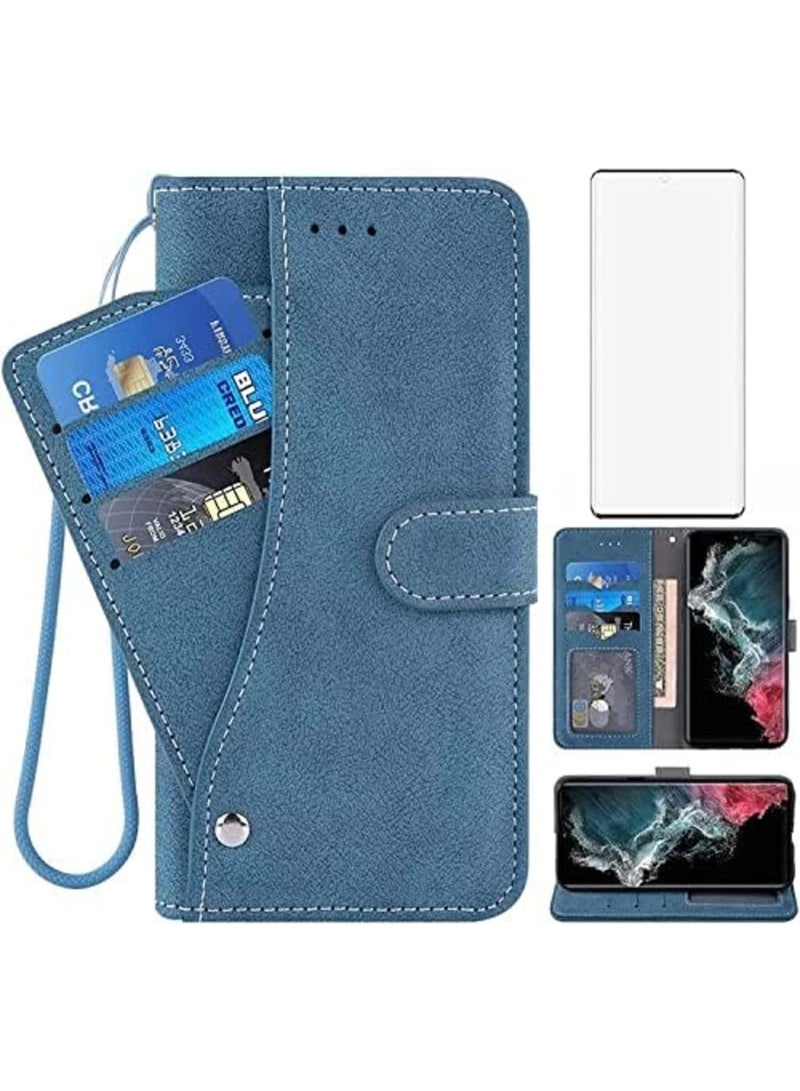 S22 Ultra 5G Case, Premium Leather Folio Case, Flip Cover with TPU Shockproof, Stand, for Gaxaly S22ultra - Image 1