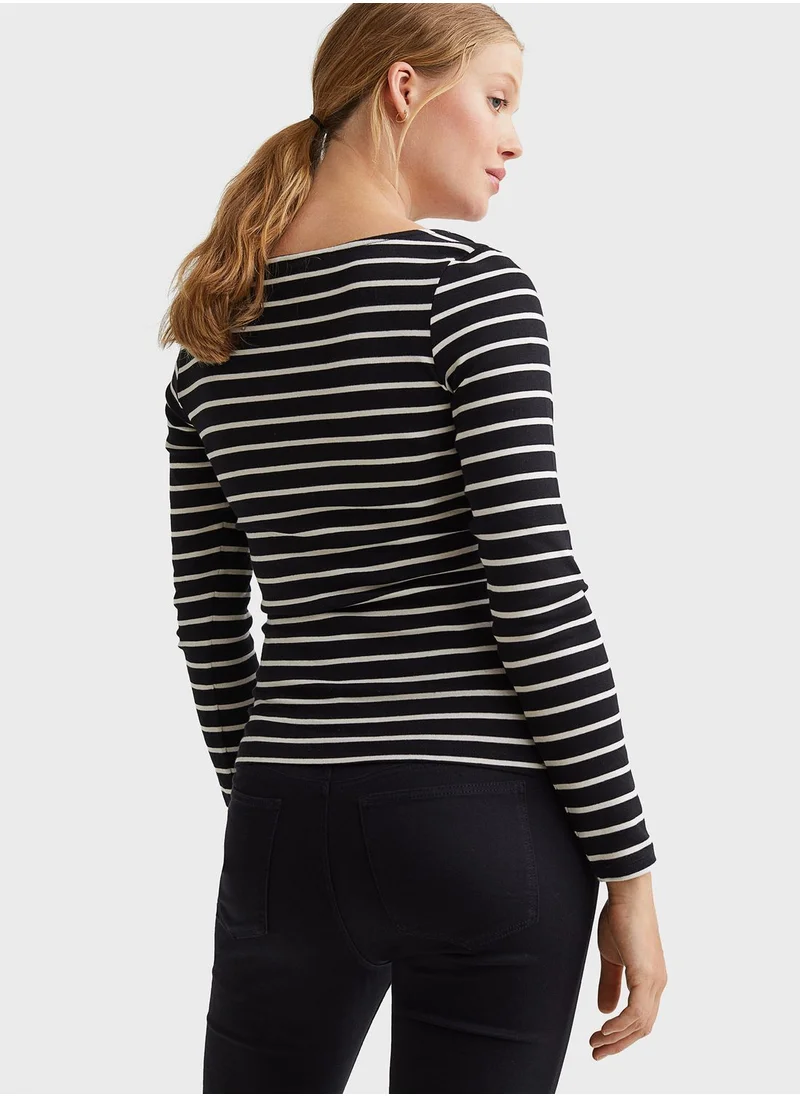 H&M Striped Round Neck Top