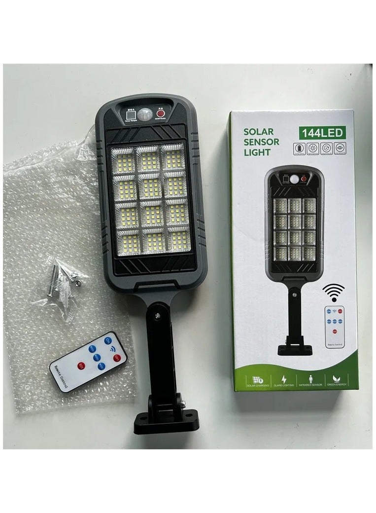 تعمل بالطاقة الشمسية وحدة إضاءة LED جداريّة ضوء في الهواء الطلق 144 COB محس حركة مقاوم للماء IP65 الإضاءة لحديقة ساحة مصابيح الشارع 2400mAh - Image 3