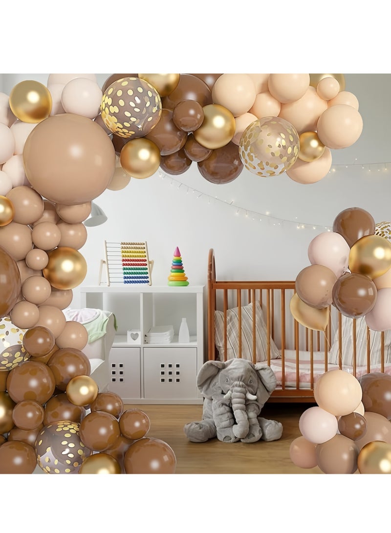 مجموعة من 127 قطعة من قوس البالونات المزخرفة من اللاتكس باللون البني القهوة - مثالية لحفلات التخرج وحفلات استقبال المولود وحفلات الزفاف وأعياد الميلاد وحفلات توديع العزوبية - مناسبة للاستخدام الداخلي والخارجي (تتضمن مضخة بالونات) - Image 5