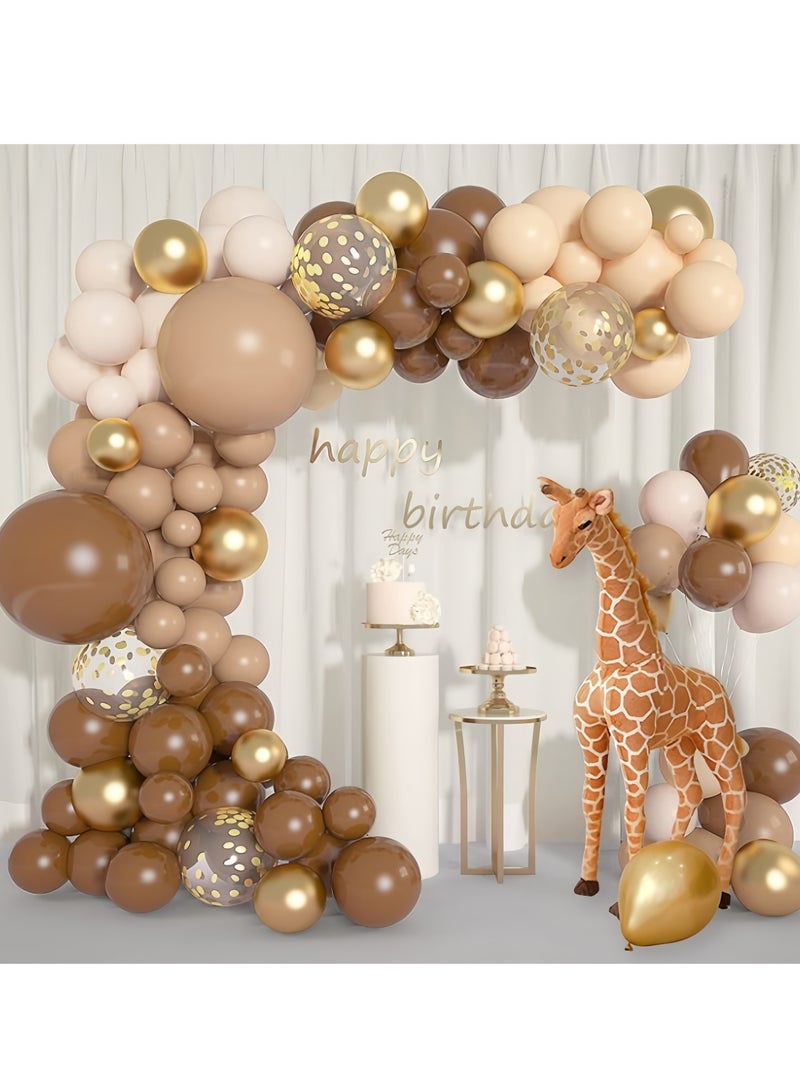 مجموعة من 127 قطعة من قوس البالونات المزخرفة من اللاتكس باللون البني القهوة - مثالية لحفلات التخرج وحفلات استقبال المولود وحفلات الزفاف وأعياد الميلاد وحفلات توديع العزوبية - مناسبة للاستخدام الداخلي والخارجي (تتضمن مضخة بالونات) - Image 4