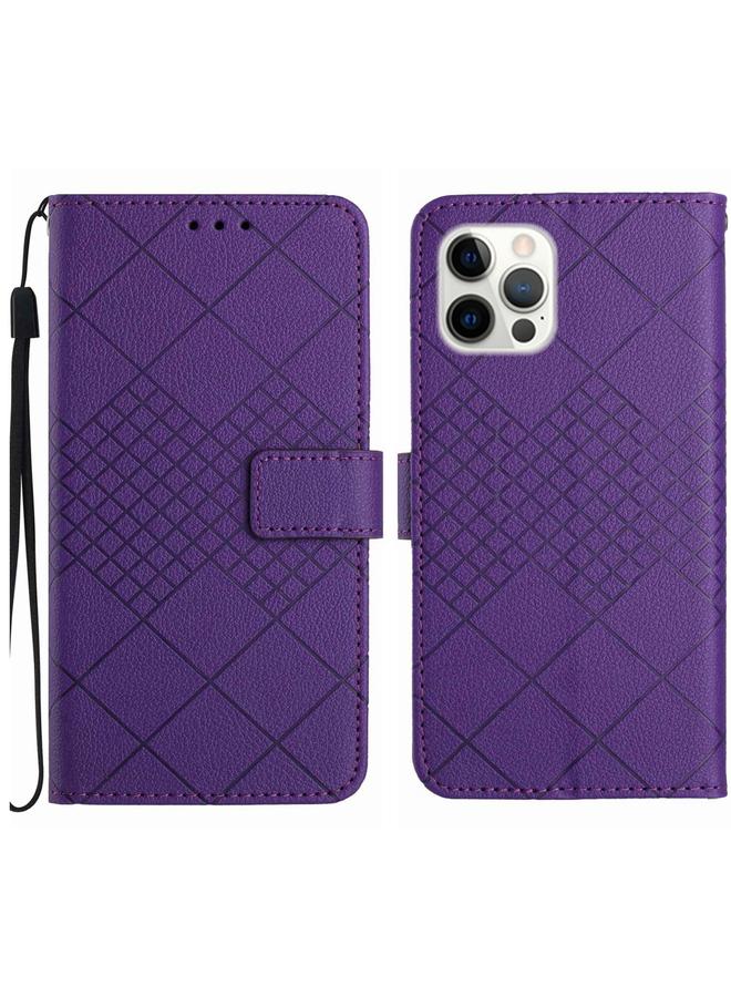 اس-توب جراب هاتف iPhone 15 Pro Max مصنوع من الجلد بتصميم شبكي معيني - Image 1