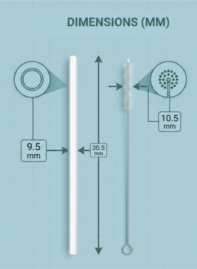 STN 10 Pack Reusable Straws for Stanley Cup 40oz – 12" Extra Long Replacement Straws, BPA-Free, Includes Cleaning Brush (PE-Classic White) - Image 2
