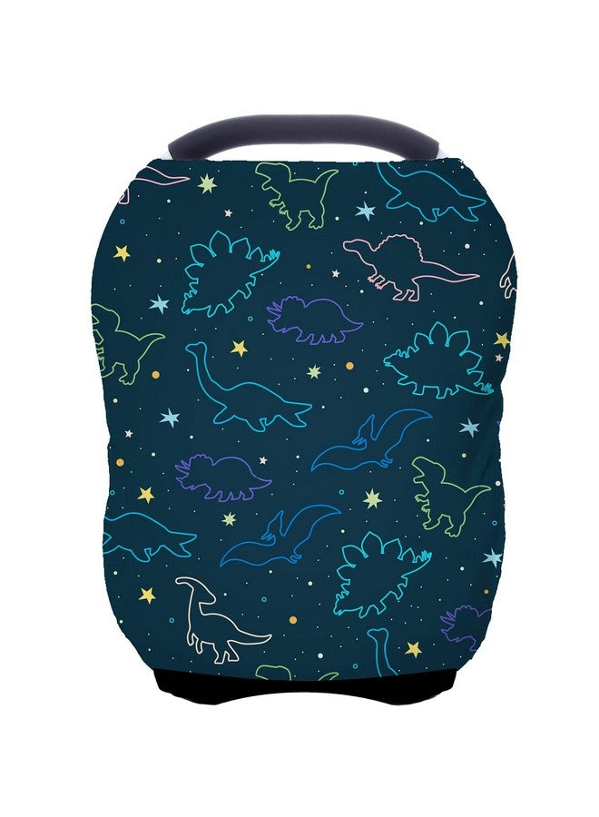 ByeBye Calorie Car Seat Covers Canopy Cover - Multi-use Cover Carseat Canopy, Breathable Breastfeeding Cover, Car Seat Covers for Bbies, Boys & Girls Shower Gifts (Dark Blue Dinosaur) - Image 1
