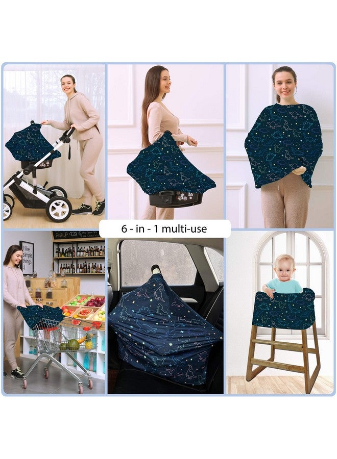 ByeBye Calorie Car Seat Covers Canopy Cover - Multi-use Cover Carseat Canopy, Breathable Breastfeeding Cover, Car Seat Covers for Bbies, Boys & Girls Shower Gifts (Dark Blue Dinosaur) - Image 4