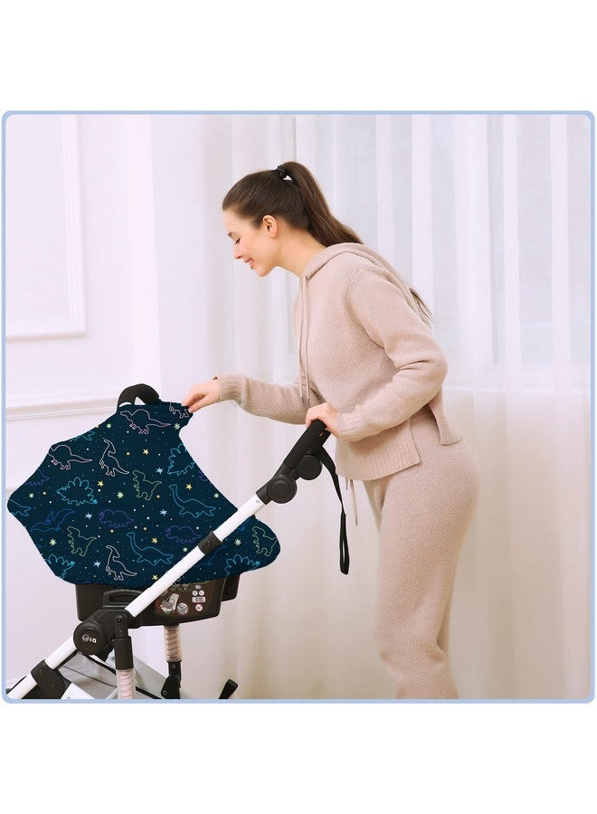 ByeBye Calorie Car Seat Covers Canopy Cover - Multi-use Cover Carseat Canopy, Breathable Breastfeeding Cover, Car Seat Covers for Bbies, Boys & Girls Shower Gifts (Dark Blue Dinosaur) - Image 5