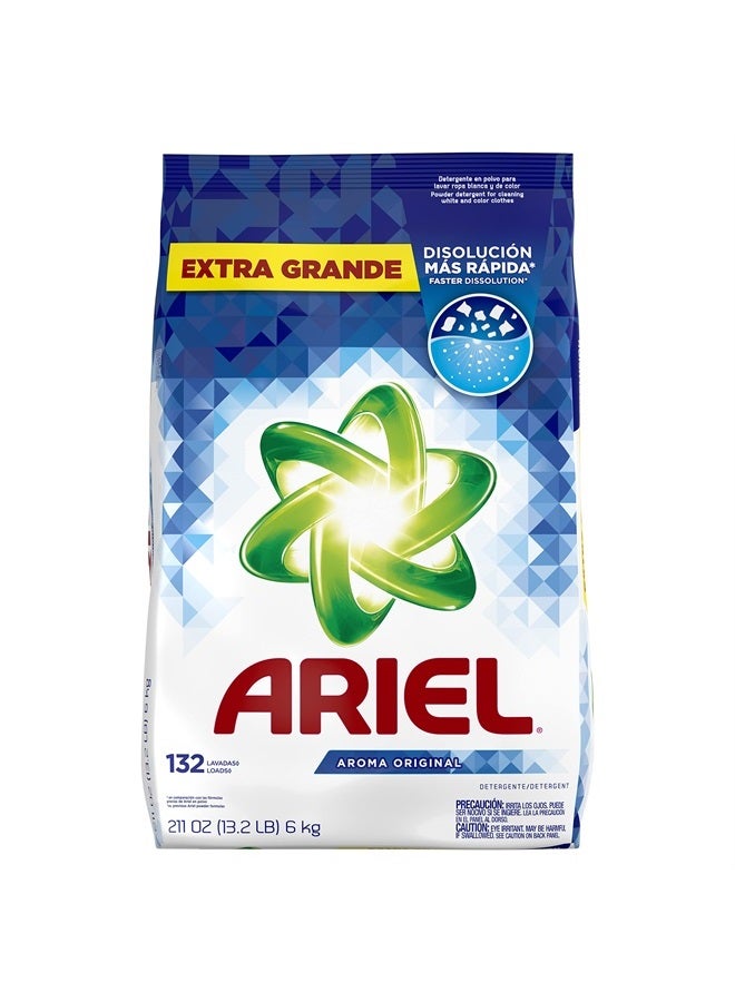 Ariel مسحوق غسيل الملابس آرييل، رائحة أصلية، 211 أونصة، 132 غسلة، 13.19 رطل (عبوة واحدة)  - Image 1