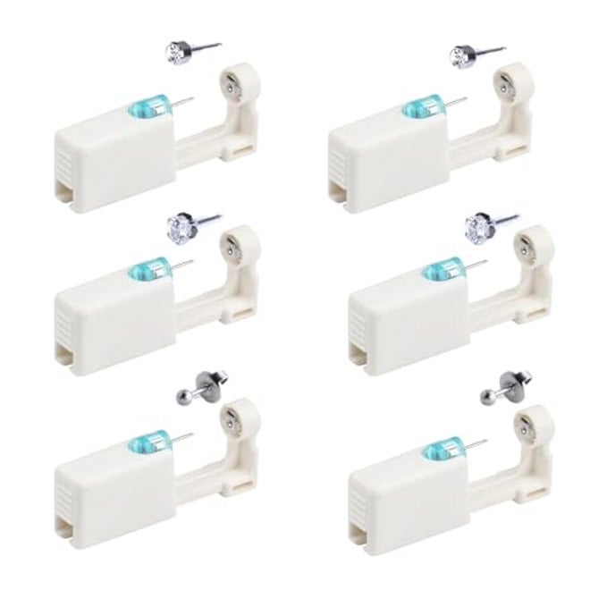 Self-drilling ear piercing gun, Linji sterile ear piercing kit for single use, non-mercury ear piercing tool, mercury-free ear piercing tool with earring backings (6 pieces) - Image 1