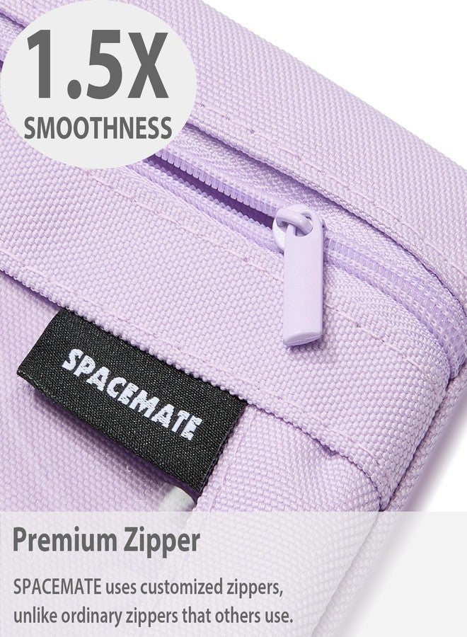 SPACEMATE 2 Pack Binder Pencil Pouch Case Box Bag for 3 Ring Binder School Supplies Girls Boys Kids, Clear Preppy Stuff Large Aesthetic Pen Organizer, Back to College Stationary, Light Purple - Image 4