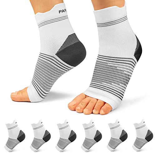 Plantar Fasciitis Sock 6 Pairs for Men and Women Compression Foot Sleeves with Arch and Ankle Support White Large