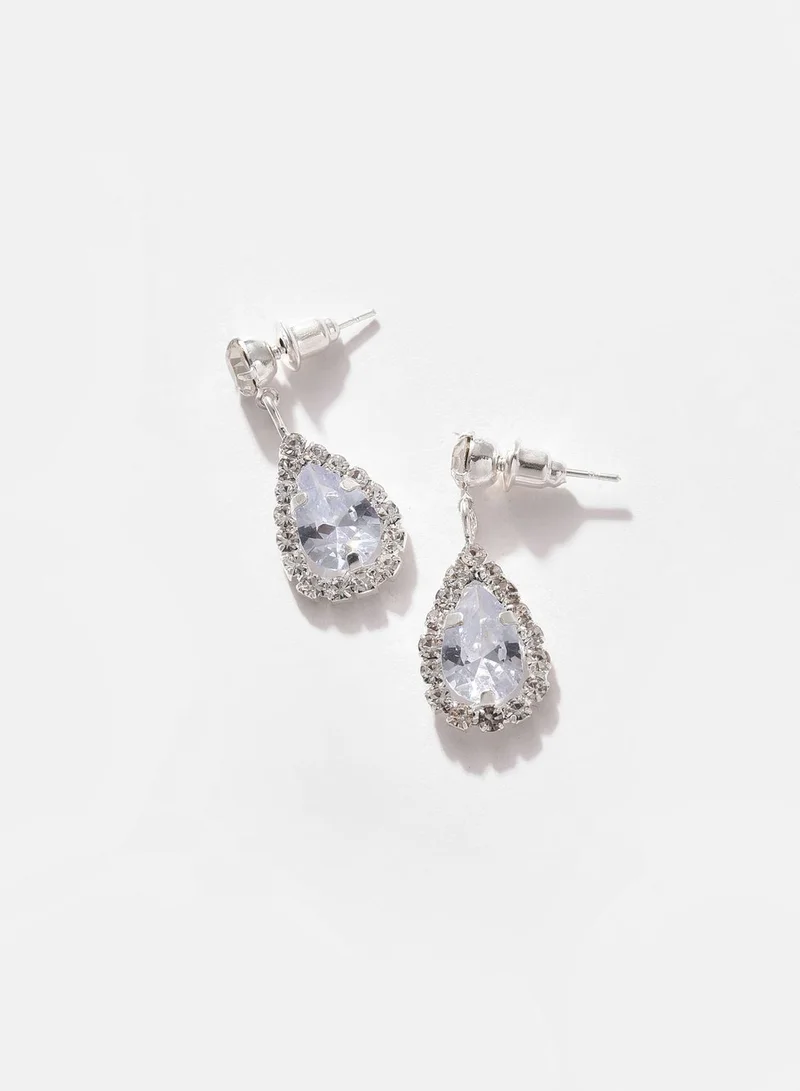 SOHI Silver Plated Designer Stone Necklace and Earring Set