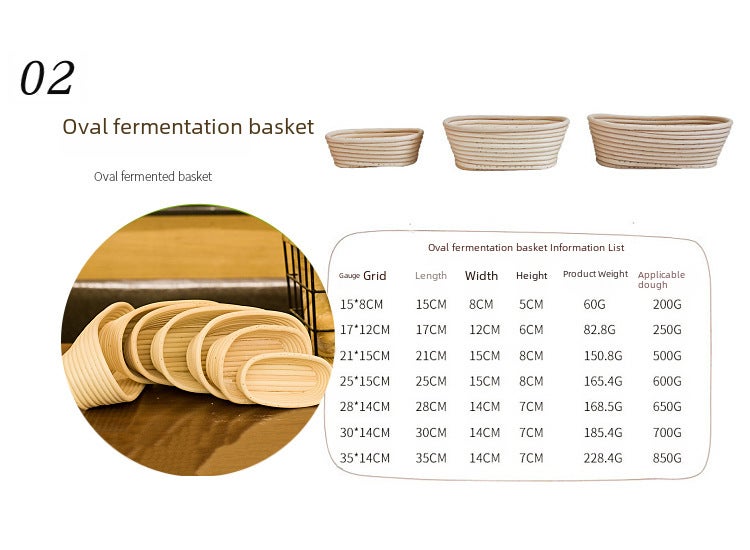 Rattan Bread Fermentation Basket Indonesian Rattan European-Style Fermentation Basket Oval Handmade Explosions - Image 2