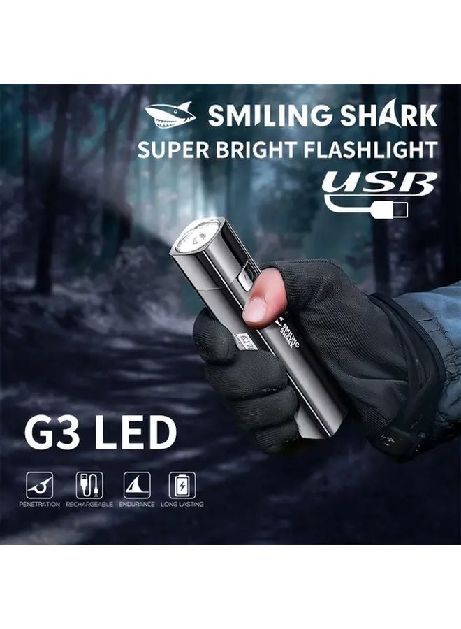 Smiling Shark 617B White Rechargeable LED Flashlight High Power 3 Modes Portable - Image 2
