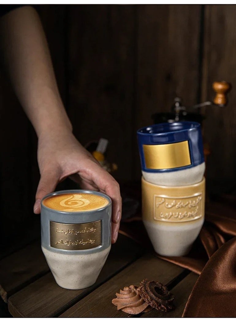 RVETEE Ceramic Coffee Mug Middle Eastern Saudi Style Inscriptions Mug Milk Ice Tea Cup,Blue - Image 2