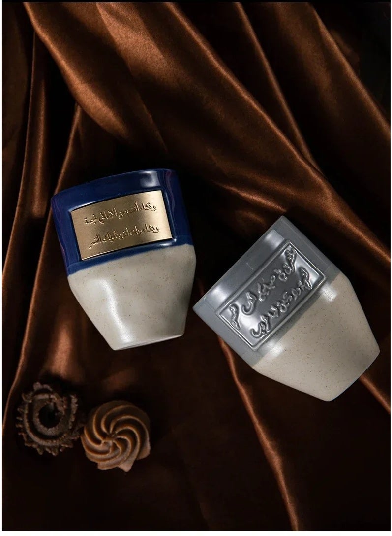 RVETEE Ceramic Coffee Mug Middle Eastern Saudi Style Inscriptions Mug Milk Ice Tea Cup,Blue - Image 3