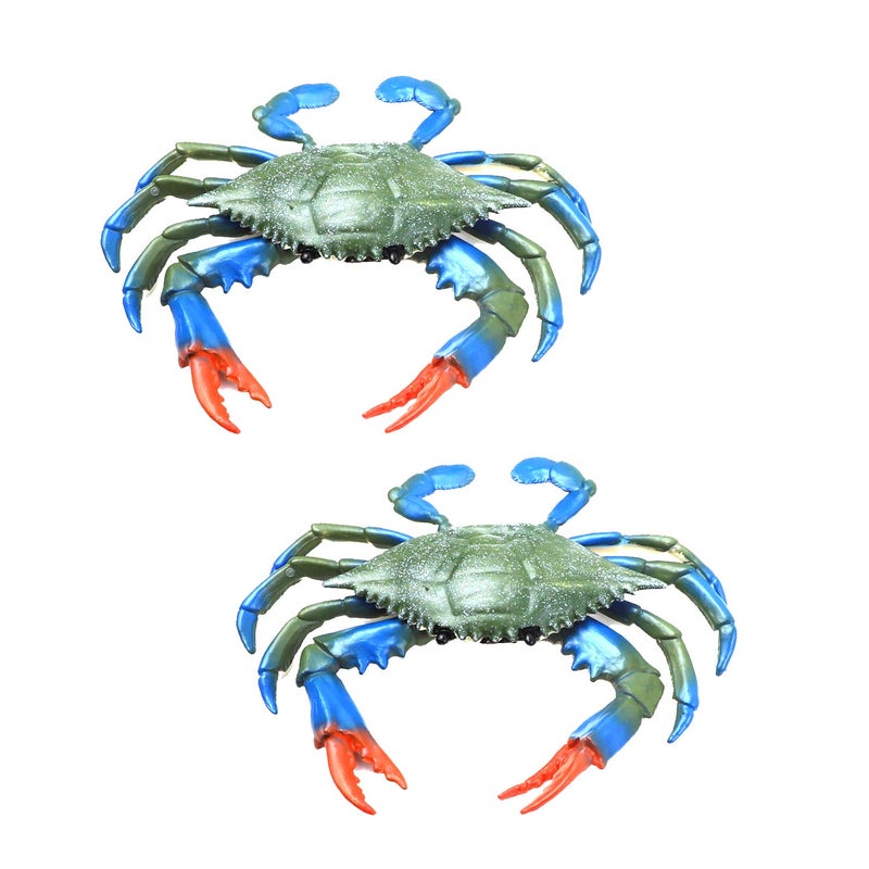 Framendino 2 Pack Artificial Plastic Realistic Crab Decor Sea Life Animals Model Blue