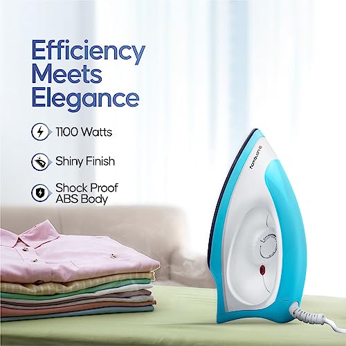 Longway Kwid Light Weight Non-Stick Teflon Coated Dry Iron, Electric Iron for Clothes | 2 Year Warranty| (1100 Watt, Blue) - Image 3