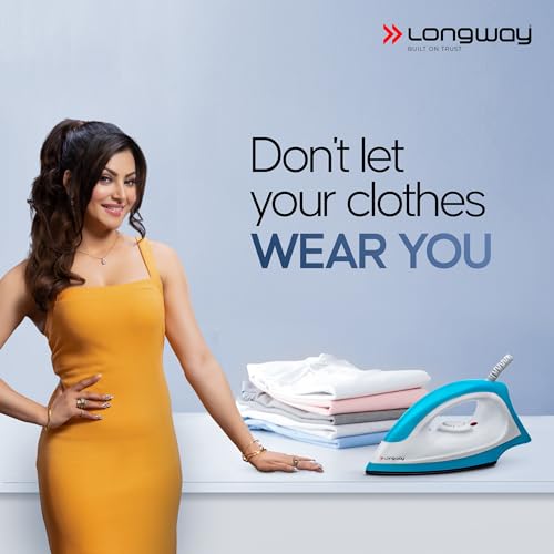Longway Kwid Light Weight Non-Stick Teflon Coated Dry Iron, Electric Iron for Clothes | 2 Year Warranty| (1100 Watt, Blue) - Image 2