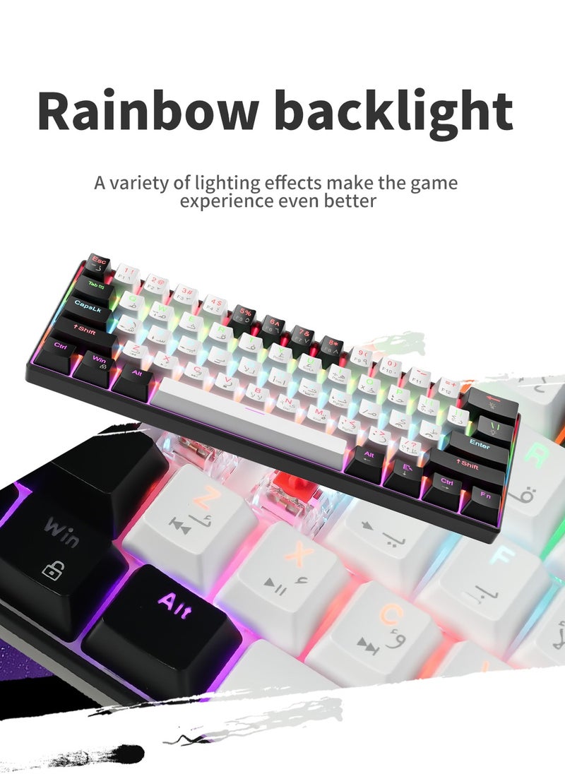 El-csele Arabic-English 61-Key Mechanical Gaming Keyboard, Red Switch, Type-C Wired, Anti-Ghosting, Dual Mode for Office & Gaming – Middle East Edition  - Image 3