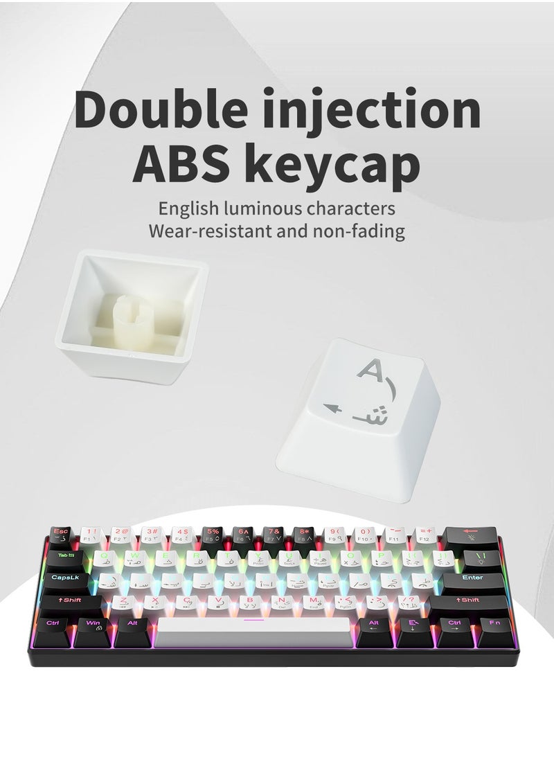 El-csele Arabic-English 61-Key Mechanical Gaming Keyboard, Red Switch, Type-C Wired, Anti-Ghosting, Dual Mode for Office & Gaming – Middle East Edition  - Image 4