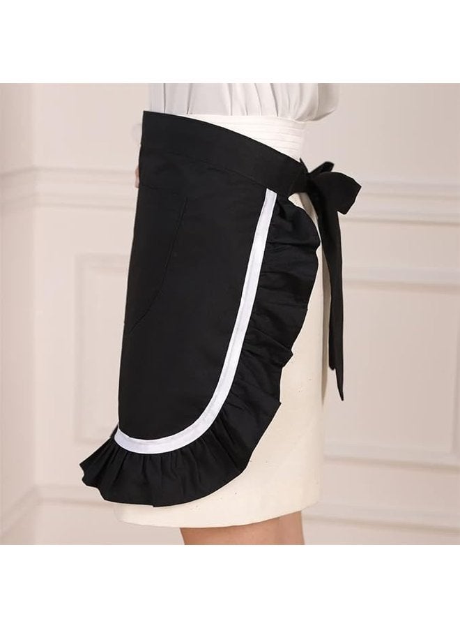 Oasisgalore Cooking Waist Apron with Pockets Half Short Apron for Women Server Waitress Aprons  - Image 3