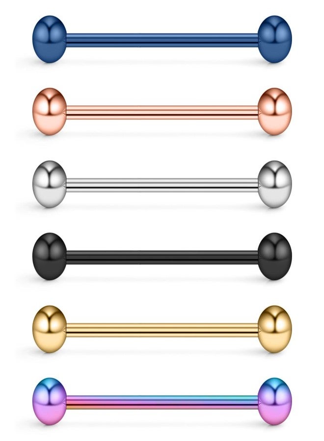 Ruifan 6PCS 14 Gauge Short Industrial Barbell Cartilage Earring Body Piercing Jewelry 1 1/8 Inch(28mm) - Mix Color - Image 1