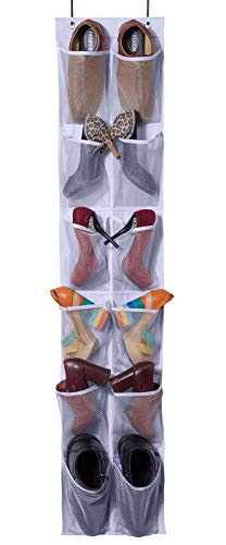 MISSLO Heavy Duty Over The Door Storage with 12 Mesh Pockets (White) - Image 2