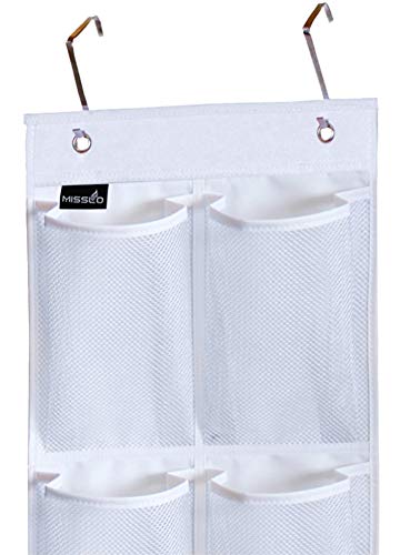 MISSLO Heavy Duty Over The Door Storage with 12 Mesh Pockets (White) - Image 4