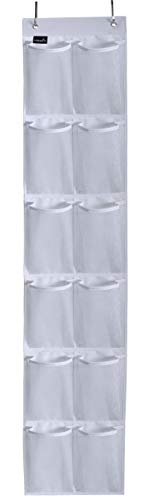 MISSLO Heavy Duty Over The Door Storage with 12 Mesh Pockets (White) - Image 1