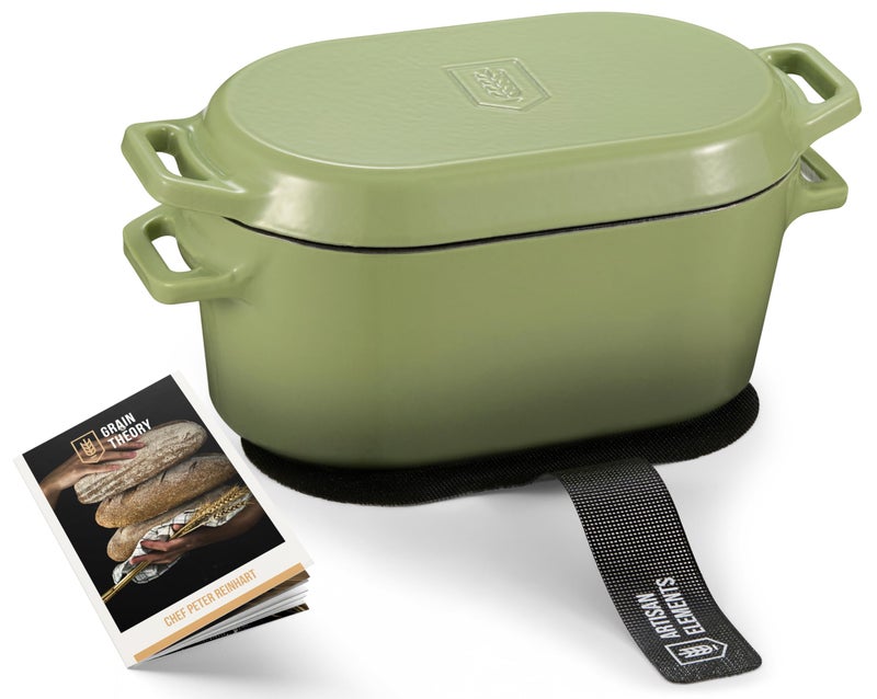 KooK Enameled Cast Iron Dutch Oven for Sourdough Bread Baking - 3.4 Qt Pot with Lid for Even Heat Distribution - Includes Silicon Bread Sling and Recipe Book for Home Bakers - Image 1