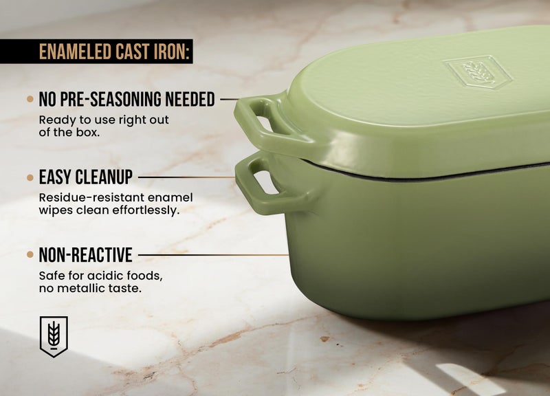 KooK Enameled Cast Iron Dutch Oven for Sourdough Bread Baking - 3.4 Qt Pot with Lid for Even Heat Distribution - Includes Silicon Bread Sling and Recipe Book for Home Bakers - Image 5