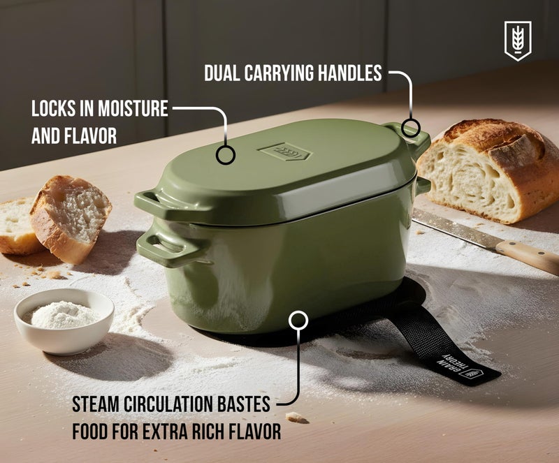 KooK Enameled Cast Iron Dutch Oven for Sourdough Bread Baking - 3.4 Qt Pot with Lid for Even Heat Distribution - Includes Silicon Bread Sling and Recipe Book for Home Bakers - Image 4
