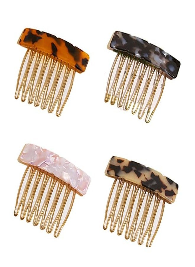 Feilguee 4 PCS Acetate Exquisite Hair Side Combs Small Seven-tooth Hair Combs Vintage Elegant French Side Combs Hair Jewellery Accessories for Women Girls - Image 1