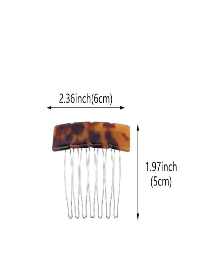 Feilguee 4 PCS Acetate Exquisite Hair Side Combs Small Seven-tooth Hair Combs Vintage Elegant French Side Combs Hair Jewellery Accessories for Women Girls - Image 2