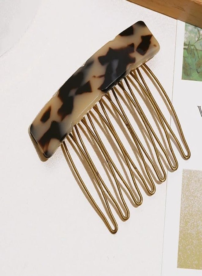 Feilguee 4 PCS Acetate Exquisite Hair Side Combs Small Seven-tooth Hair Combs Vintage Elegant French Side Combs Hair Jewellery Accessories for Women Girls - Image 5