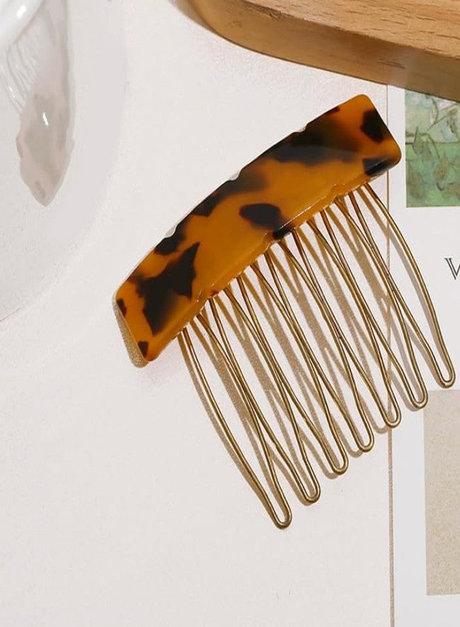 Feilguee 4 PCS Acetate Exquisite Hair Side Combs Small Seven-tooth Hair Combs Vintage Elegant French Side Combs Hair Jewellery Accessories for Women Girls - Image 4