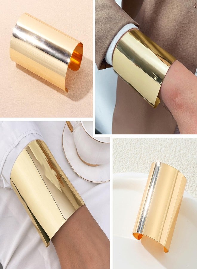 EIELO 2 Pcs Golden Cuff Bangle Bracelet for Women Open Wrist Cuff Wrap Bracelet - Image 5