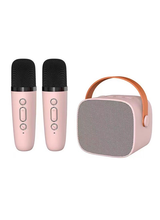 Hihonor Portable Karaoke Speaker Kits,Mini Wireless Karaoke Speakers with 2 Pack Wireless Microphone for Home Outdoor Party, for Kids Adults, Pink  - Image 1