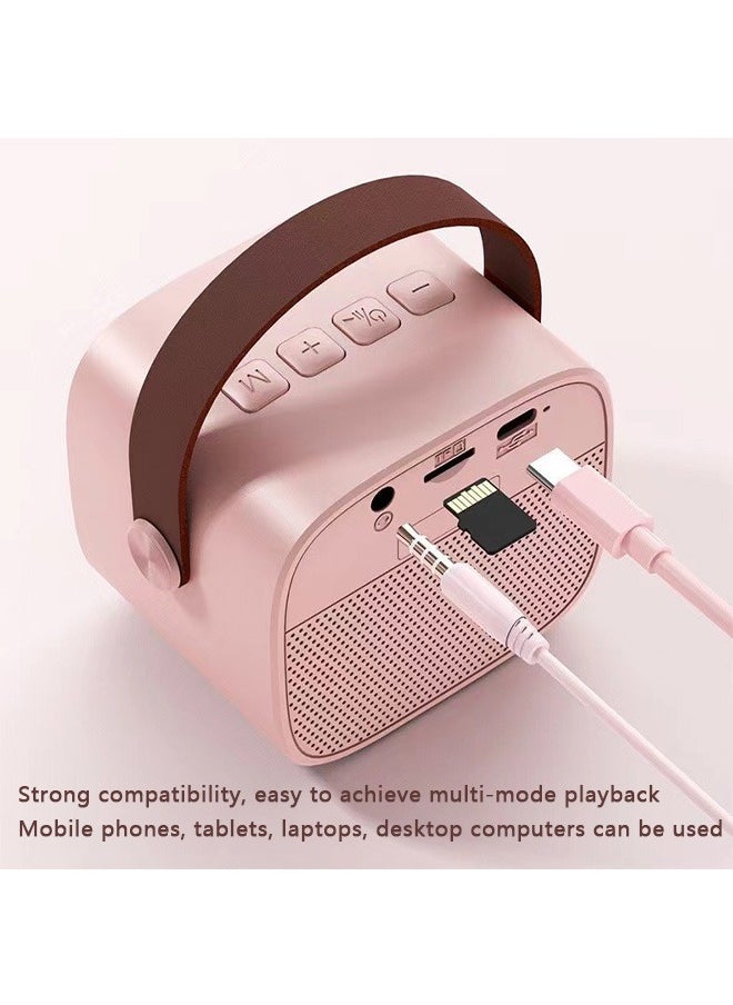 Hihonor Portable Karaoke Speaker Kits,Mini Wireless Karaoke Speakers with 2 Pack Wireless Microphone for Home Outdoor Party, for Kids Adults, Pink  - Image 2