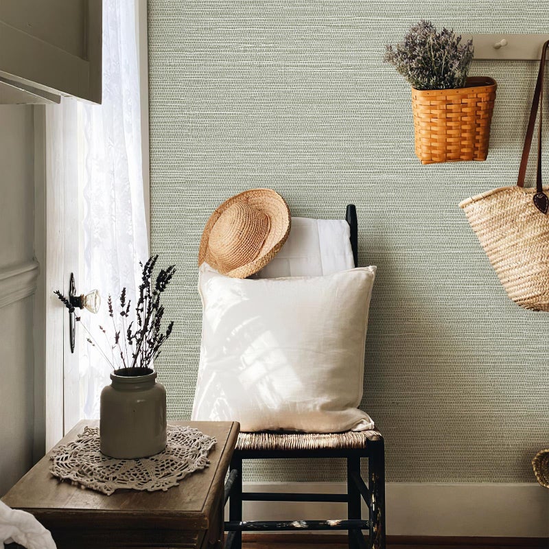 JiffDiff Grasscloth Wallpaper Peel and Stick Cream Grassweave Stick on Wallpaper Textured Self Adhesive Contact Paper 17.3"x118" - Image 5